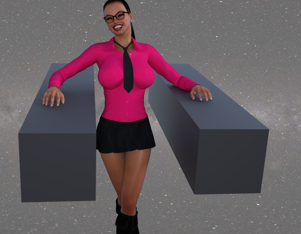 Maria demonstrating the 5th dimension.